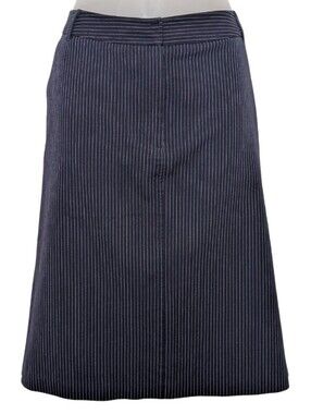Apostrophe | Pinstripe A-Line Midi Skirt | Navy & White | Office Siren | Casual